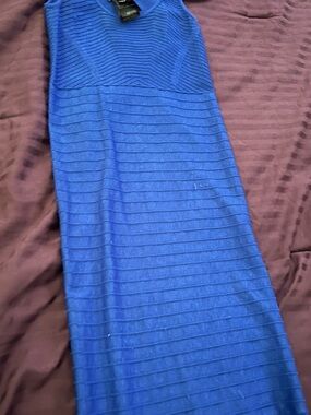 bebe Royal Blue Ribbed Bodycon Mini Dress
